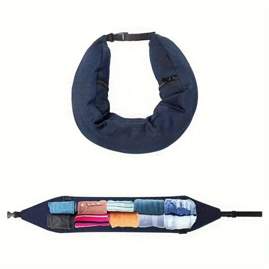 3-in-1 Travel Neck Pillow with Integrated Clothing Storage - Essential for Avoiding Extra Baggage Fees