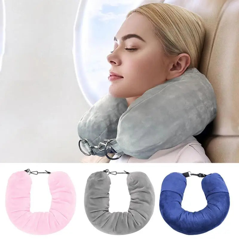 U-Shaped Pillow That You Stuff with Clothes Portable Outdoor Travel Storage Bag Pillow Car Headrest Household Travel Neck Pillow