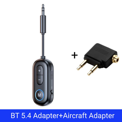 Bluetooth 5.4 Audio Transmitter Receiver 3.5MM AUX Hifi Stereo Music Wireless Adapter with Mic for Car Airplane TV PC Speaker