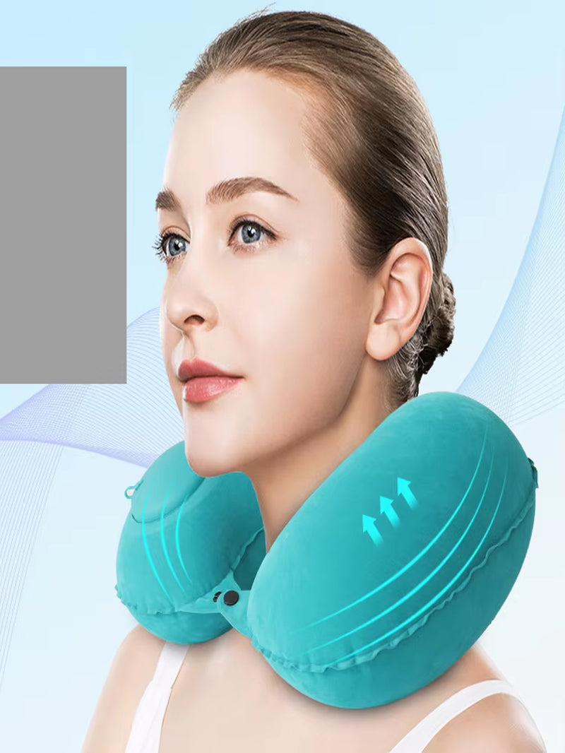 1Pc Travel Pillows Airplanes Inflatable Super Light Portable Neck Pillow U-Shape Automatic Inflatable Cervical Vertebr Pillow