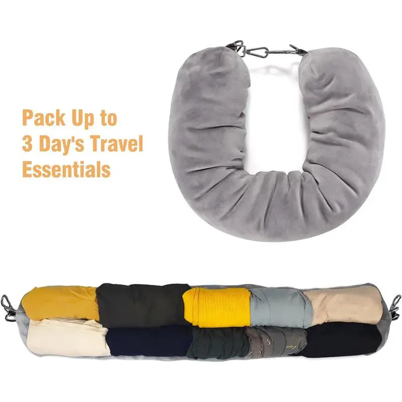 U-Shaped Pillow That You Stuff with Clothes Portable Outdoor Travel Storage Bag Pillow Car Headrest Household Travel Neck Pillow